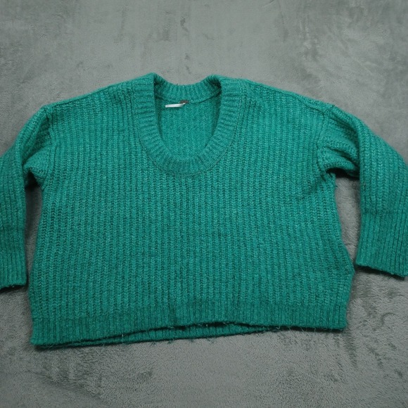 Free People Sweaters - Free People Sweater Womens Small Green Knit Oversized Pullover‎ Preppy